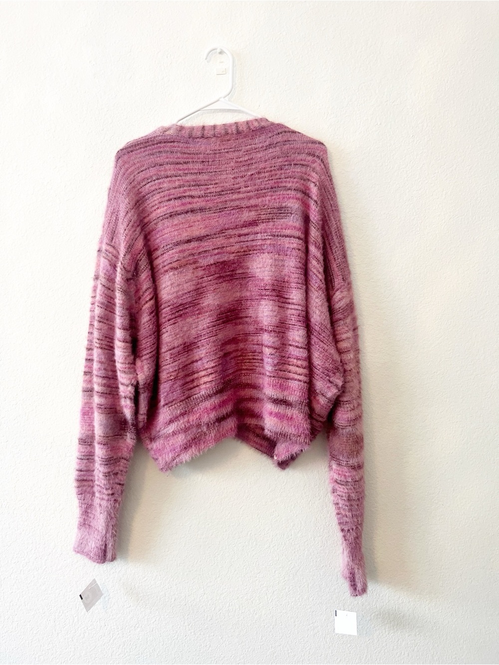 New Free People Movement Large Fuzzy Sweater Cardigan Tank Pink - Picture 5 of 7